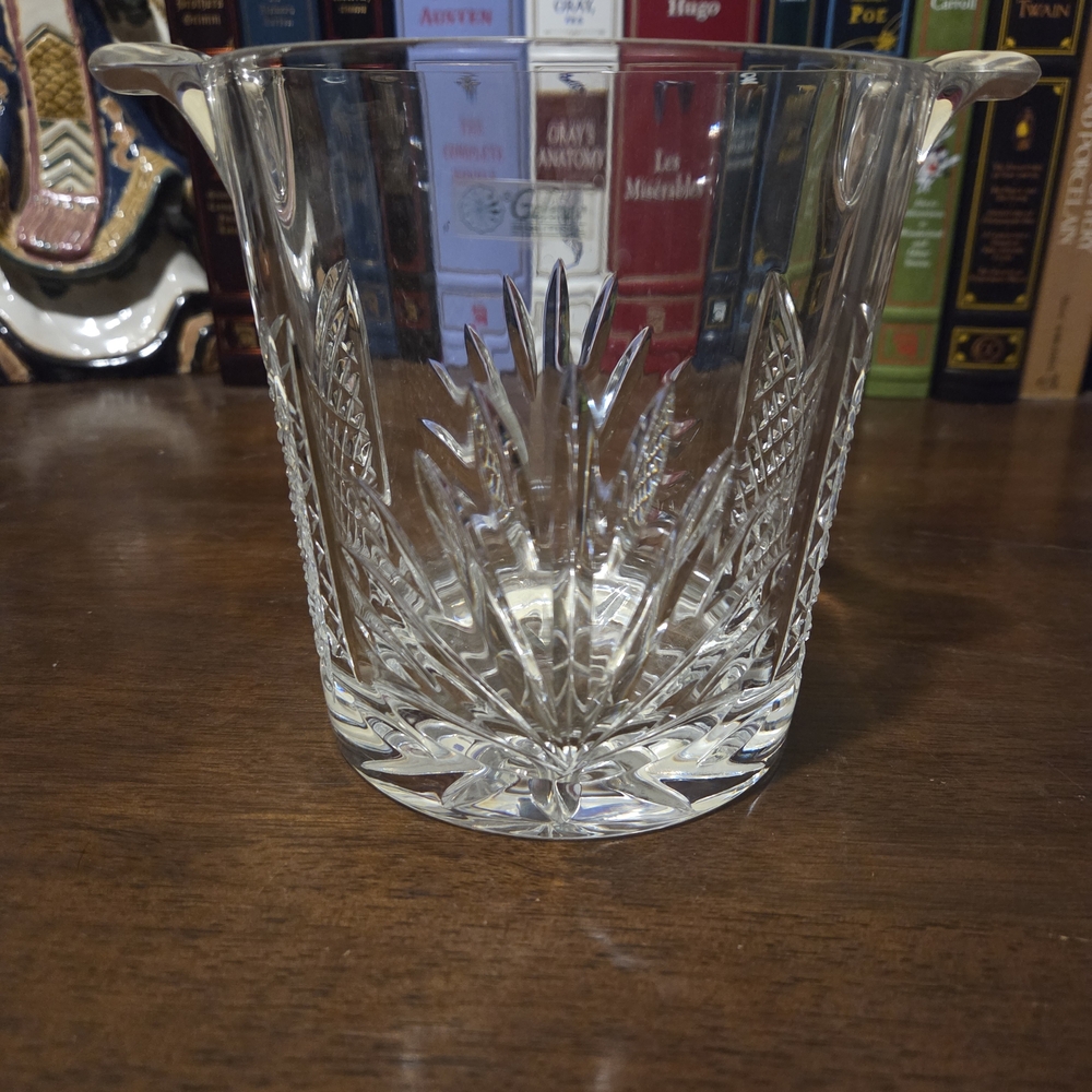 Elegant Clear Glass Ice Bucket with Handles